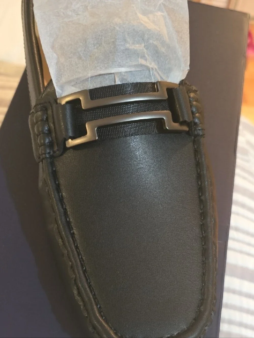 Men's Black Leather Slip-On Loafers